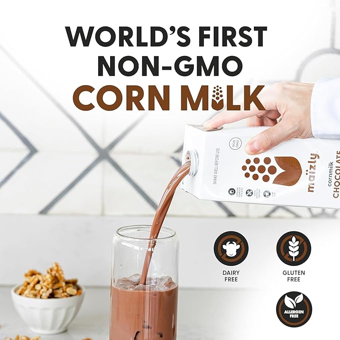 Maizly Chocolate Corn Milk, Non-GMO, Plant-Based & Non-Dairy Chocolate Flavored Drink, Gluten & Dairy-Free Alternative to Whole Milk, Kosher Drink for Kids & Adults, 946 ml, Pack of 2