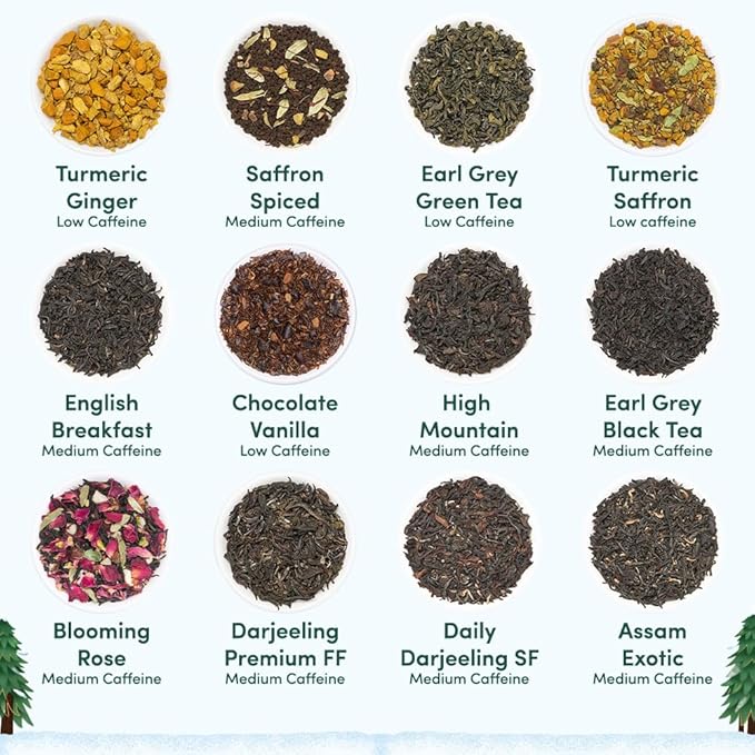 VAHDAM, Limited Edition Christmas Tea Gift Set | 24 Unique Loose Leaf Tea - Folding Holiday Gift Box | Christmas Presents For Women, Men and Adults