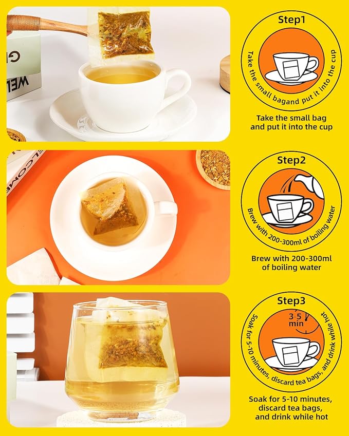 240 Premium Turmeric Ginger Cinnamon Tea Bags, 100% Natural Herbal Blend, Supports Digestion & Immune Health, No Sugar, No Caffeine, No Additives, Vegan, Premium Ingredients