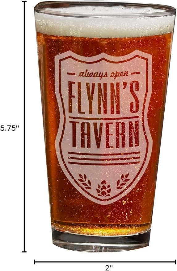 Personalization Universe Beer Label Custom Pint Glass - 16 oz Beer Drinking Glass, Personalized Beer Mug for Graduation, Father's Day, Stocking Stuffers, Personalized Gift - Handmade in USA