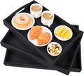 3 Pack Bamboo Serving Trays with Handles, Rectangular Kitchen Food Tray for Eating, Dinner Trays for Eating on Couch, Wood Serving Platter for Breakfast, Tea, Bar, Restaurant, Party or Bed (Black)