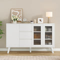 Soohow Farmhouse Buffet Cabinet, 55.5" Coffee Bar with 3 Drawers and Pop-Up Doors, Large Rustic Sideboard for Dining Room, Kitchen, Hallway, and Living Room