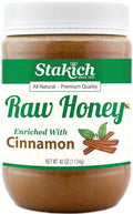 Stakich Cinnamon Enriched Raw Honey - Pure, Unprocessed, Unheated - 40 Ounce
