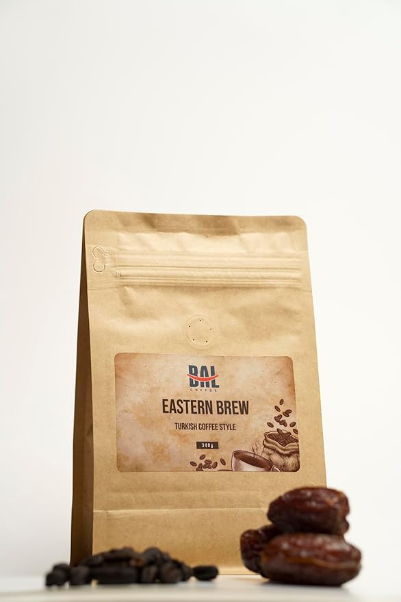 BAL Coffee Alternative Eastern Brew - 12 oz /340 g | Caffeine-Free & Vegan-Friendly | Substitute Brews & Tastes like Original Coffee | Smooth Grind Crafted from Date Seeds | Rich & Smooth flavor