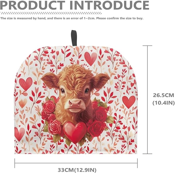 Highland Cow Tea Pot Cover Small Tea Pot with Warmer Heart Love Teapot Insulation Cover Keep Warm Teapot Dust Protector