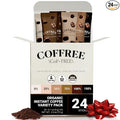COFFREE Organic Instant Coffee Packets Variety Pack - Convenient Single Serve Coffee Sticks, Mold Free, Low Acid Arabica for On-the-Go Energy - 0–150% Caffeine Options for Hot or Cold Brew - 24 Count