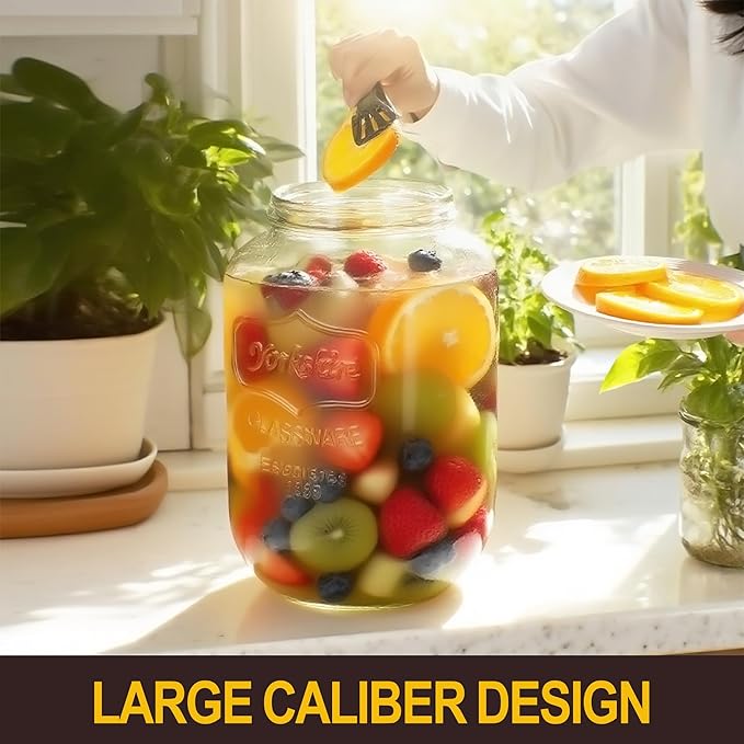 Glass Drink Dispensers for Parties, Beverage Dispenser with Stand, Ice Cylinder and Stainless Steel Spigot 100% Leakproof, Beverage Dispenser for Lemonade Sun Tea (2 Gallon Single with Stand)