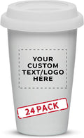 Personalized 11 oz. Double Wall Ceramic Tumblers with Lid - 24 Pack - Custom Text, Logo - White