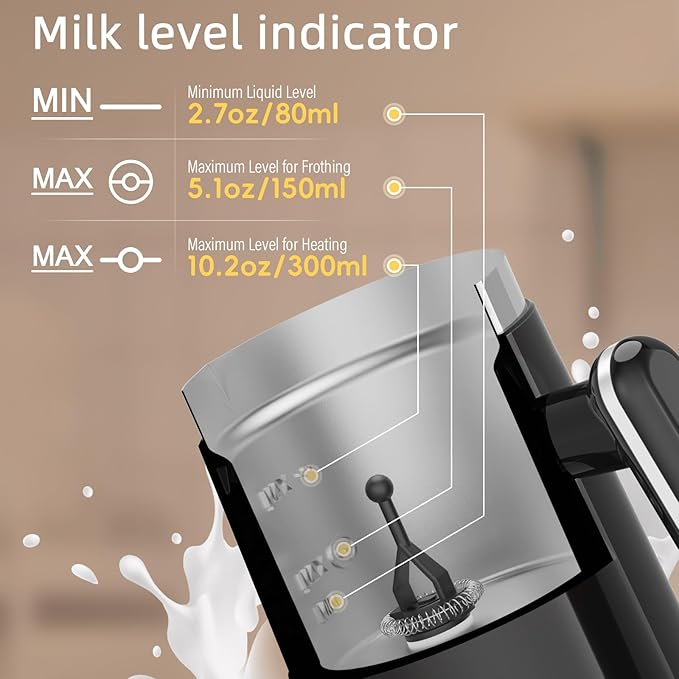 BioloMix Electric Milk Frother 4 in 1 Automatic Hot and Cold Milk Frother Warmer for Milk Latte Foam Maker Milk Hot Chocolates (Black)