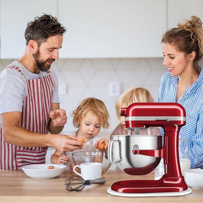 Mixer Slider Compatible with 5.5-8QT Kitchen Aid Stand Mixers, Kitchen Countertop Storage Mover Sliding Caddy Mixer Slider Mat for Kitchen Aid Stand Mixer Accessories Attachment (Bamboo - White)