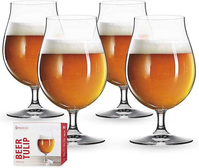 Spiegelau Classic Tulip Beer Glasses, Crystal Clear Drinking Glasses for Belgian Ales, IPA Beers, Cocktails, Gifts for Men, Game Night, Happy Hour, Home Bar, Kitchen Glassware, 15.5 oz, Set of 4