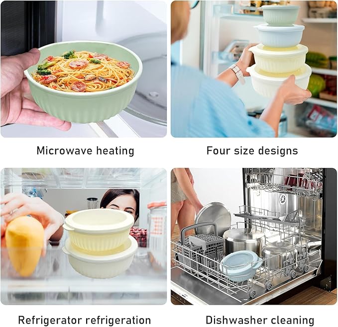 Premium Plastic Mixing Bowls with Lids – 4 Nesting Bowls for Meal Prep, Storage & Serving | Airtight, Durable, Leakproof, Lightweight, BPA-Free & Dishwasher Safe