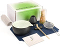 7 Pcs Matcha Kit Set, Matcha Whisk and Bowl with Spout, Powder Sifter, Whisk Holder, Bamboo Scoop and Scoop Rest, Perfect Prepare Tools for Making Macha Tea (Charcoal Grey)