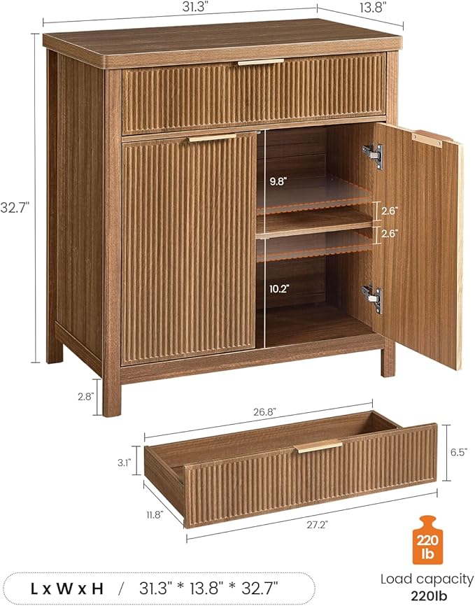 AOGLLATI Sideboard Buffet Storage Cabinet with Storage and Drawers, Buffet Table Coffee Bar Cabinet for Kitchen Entryway Living Room, Wood