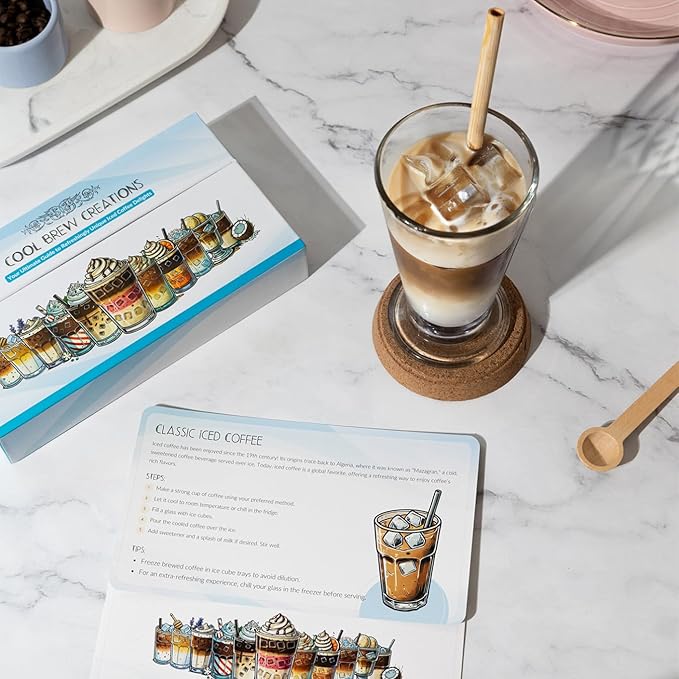 Cool Brew Creations: Iced Coffee Recipe Cards - Barista-Quality, Easy Iced Coffee Recipes - Customizable, Includes Dairy & Non-Dairy Options - Perfect for Coffee Lovers