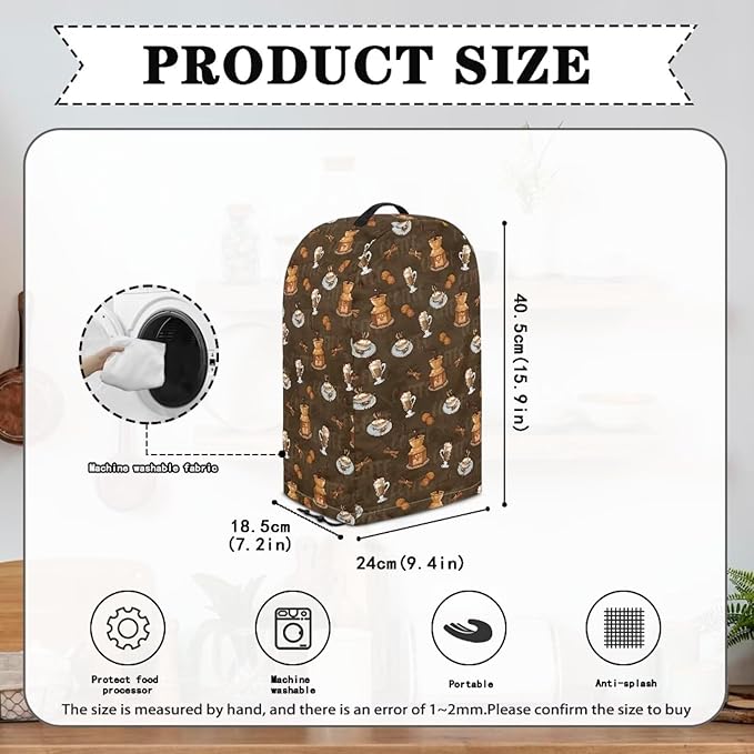 Brown Coffee Grinders Blender Cover Dust Cover Appliance Dust Cover for Food Processor Coffee Maker Foldable Juice Maker with Top Handle Kitchen Decor