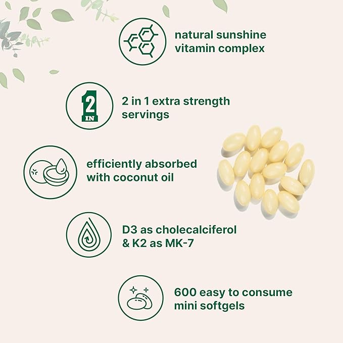 Micro Ingredients Vitamin D3 10,000 IU + K2 MK-7 200 mcg, 600 Softgels with Virgin Coconut Oil (2 Pack) | 2-in-1 Vitamins D & K Complex | Extra Strength, Easy to Swallow, Non-GMO, Gluten Free
