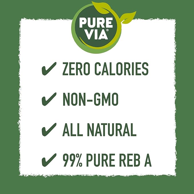 PURE VIA Stevia Sweetener Packets, Sugar Substitute, Natural Sweetener, Zero Calorie Natural Sweetener Packets, 1,000 Count
