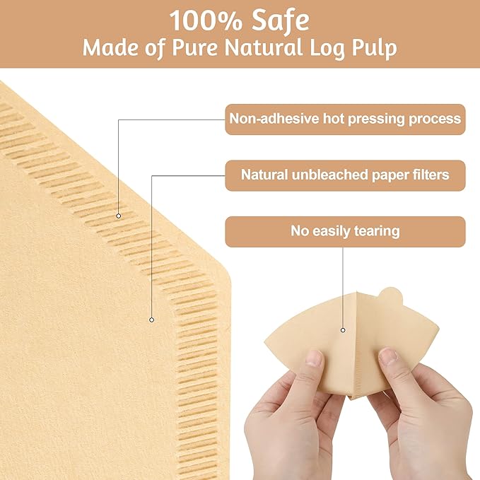 Coffee Filters 2, Set of 200 Disposable #2 Cone Coffee Filter Unbleached Natural Coffee Filters 2 Cone Paper for Pour Over Coffer Makers/Coffee Dripper Cones(2-6 Cups）