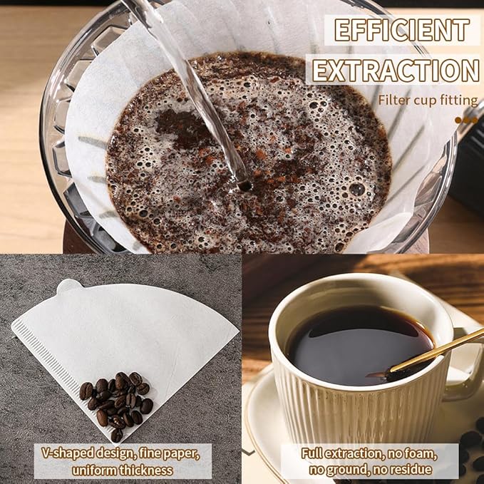 Coffee Filters, Size 02 White Cone Filters, 100 Count Disposable Natural Paper Filters 2-4 Cup Coffee Filter for Pour Over and Drip Coffee Maker