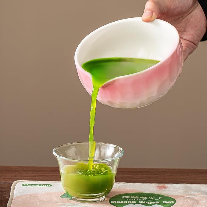 Clay&Fire Matcha Whisk Set, 9 pcs Ceramic Matcha Set, Gifts for Women,Matcha Bowl with Spout and Whisk, Matcha Kit for Matcha Lovers, Ideal Gift Christmas, Birthday, Anniversary(Pink) (Gradient Pink)