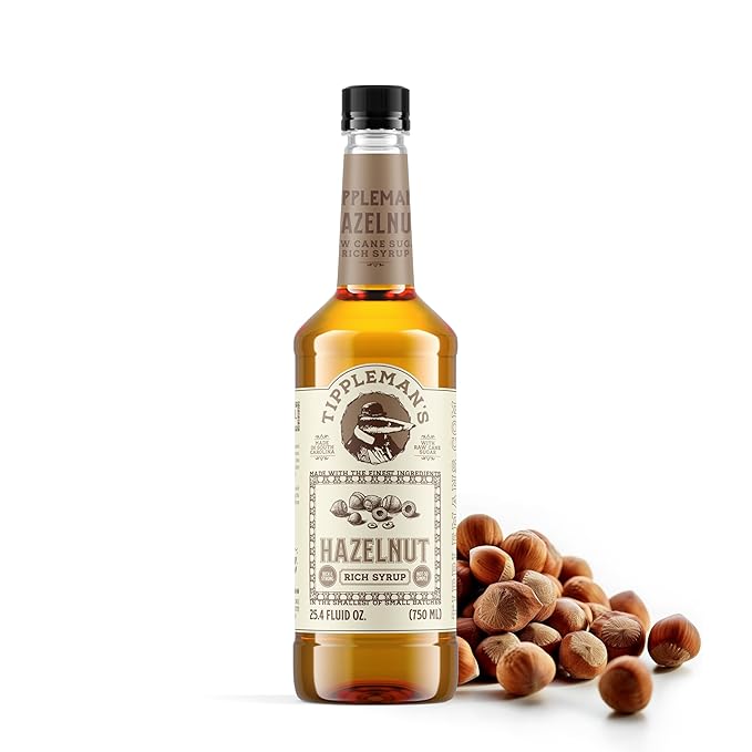 Tippleman's Hazelnut Coffee Syrup - Rich Flavor for Hot or Iced Drinks, Latte, Tea, Espresso, Cappuccino, Cocktails, & Baking - 25.4 Fl Oz