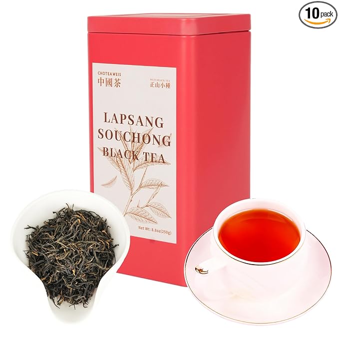 Choteaweis Black Tea Loose Leaf Pure Leaves in Iron Can | Chinese Lapsang Souchong Tea | 100% Natural with No Artificial Additives | 8.8 Ounce (250g)