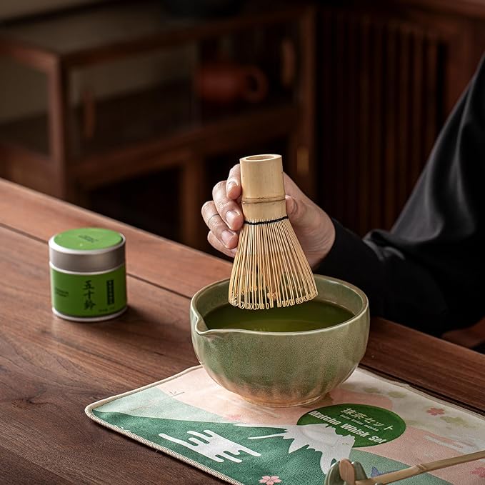 Matcha Whisk Set，9 Pcs Ceramic Matcha Set, 15 OZ Matcha Bowl with Spout and Whisk for Friend, Ideal Gift for Matcha Lover（Starry）
