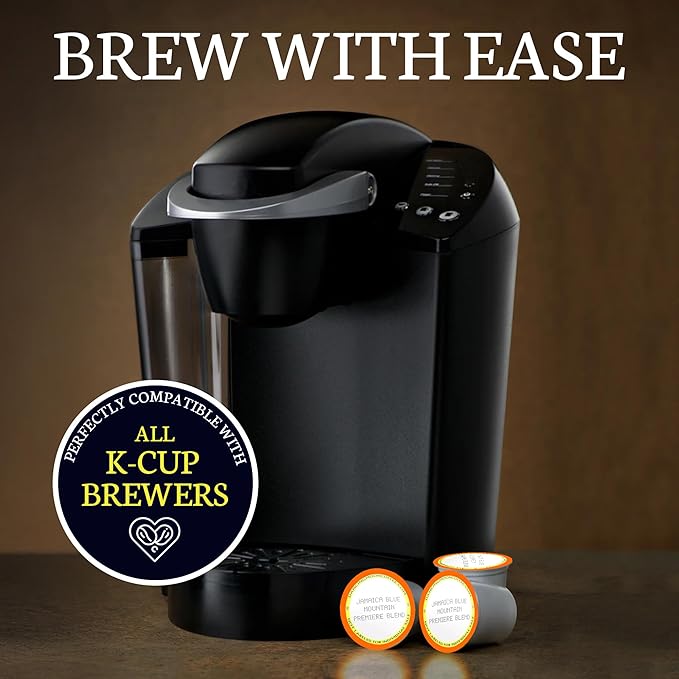 Dancing Moon Coffee Pods - Premiere Blend Jamaica Blue Mountain Coffee Beans, Medium Roast, Compatible with Keurig KCup Brewers, Small-Batch Crafted