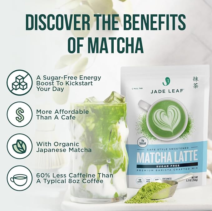 Jade Leaf Matcha Organic Premium Ceremonial Grade Matcha Green Tea Powder - Japanese - Culinary, Ingredient, Ceremonial Barista Teahouse, Latte, Collagen, 5.3 Ounce (Pack of 1), Sugar Free Matcha Latte