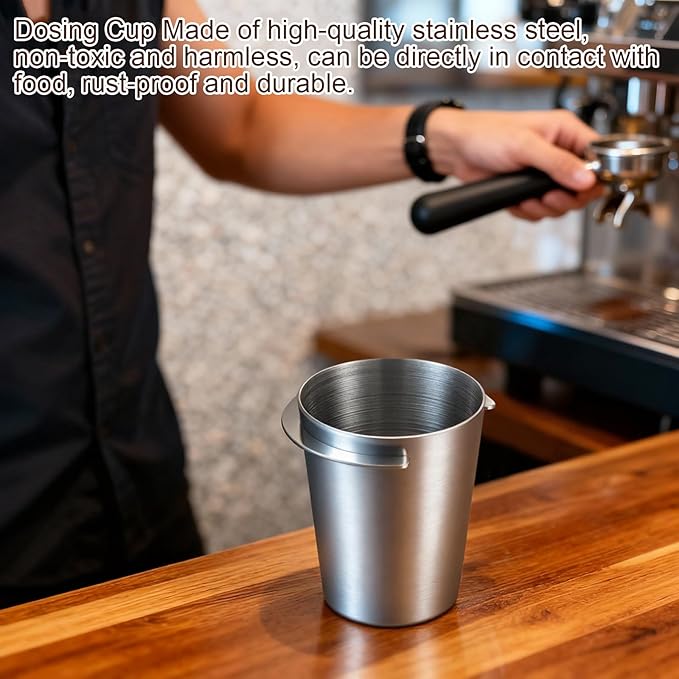 58mm Coffee Dosing Cup, Stainless Steel Espresso Coffee Dosing Cup, Espresso Machine Accessories, Coffees Grinder Been Feeder Compatible with All 58 mm portafilter