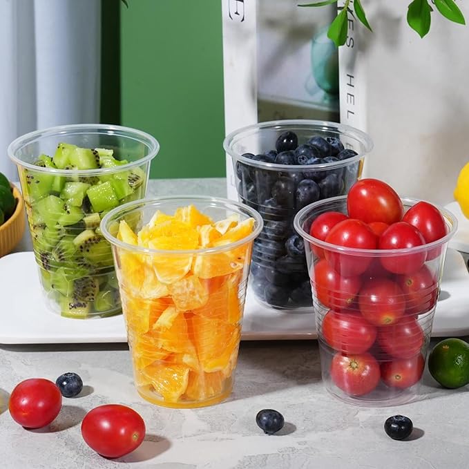 SIUQ 300 Pack 12 oz Clear Plastic Cups, 12 Ounce Disposable Cold Drinking Cups for Party, Picnic, Wedding, BBQ, Travel, Christmas, Halloween, Events