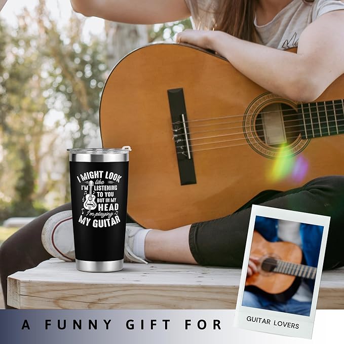 Guitar Gifts - Music Gift for Men, Musicians - Ideas for Guitar Lovers, Players, Guitarists - 20 Oz Stainless Steel Tumbler