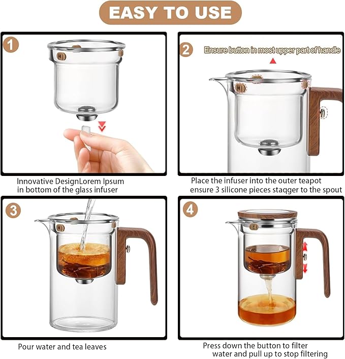 Enchanti Tea Pot- 600ml/20.3oz Magic Witchcraft Enchanted Glass Teapot with Strainer, Loose Tea Innovative Water Separation Magnetic Teapot, Borosilicate Glass Tea Infuse (20.3oz)