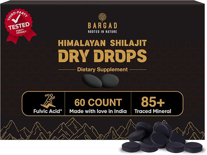 Shilajit Dry Drops | Natural Energy & Stamina | 100% Authentic Himalayan Shilajit Resin in Dry Form | Supports Vitality, Focus & Detox | No Additives or Fillers | 60 Count