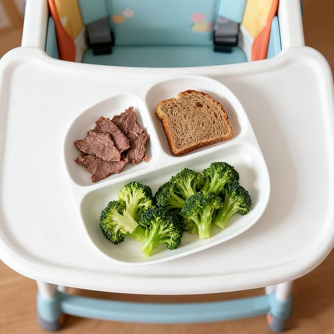 Portion Control Plate - Fine Bone China Porcelain for Adults, Children, Healthy Diet
