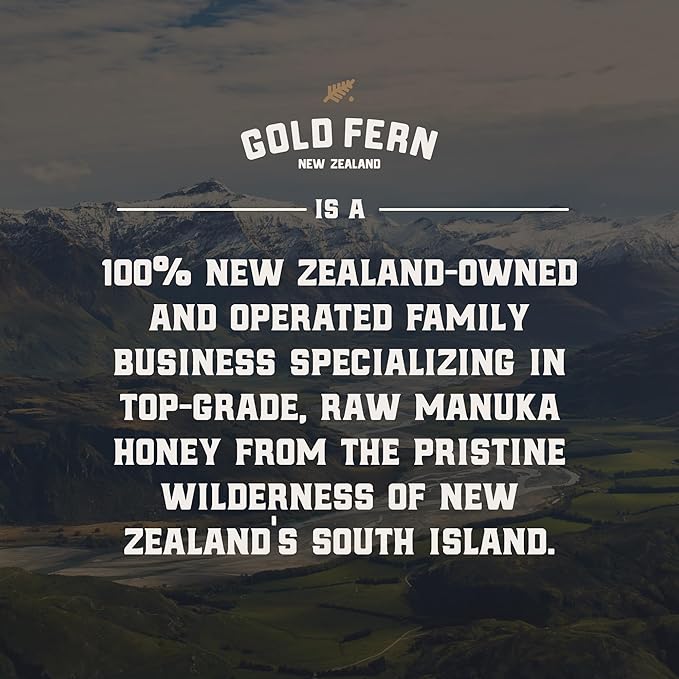 Gold Fern Honey - Raw New Zealand Manuka Honey | 1.1lb Monofloral MGO 200+ | Pure, Natural, Unpasteurized, and Unfiltered Superfood Honey, Traceable from Hive to Hand.