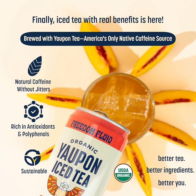 Freedom Fluid Yaupon Iced Tea – Refreshing & Slightly Sweet Organic Yaupon Tea – Variety 12 Pack (12 oz cans) – Antioxidant Rich, Natural Caffeine, Low Calorie, Low Sugar Herbal Tea Drink