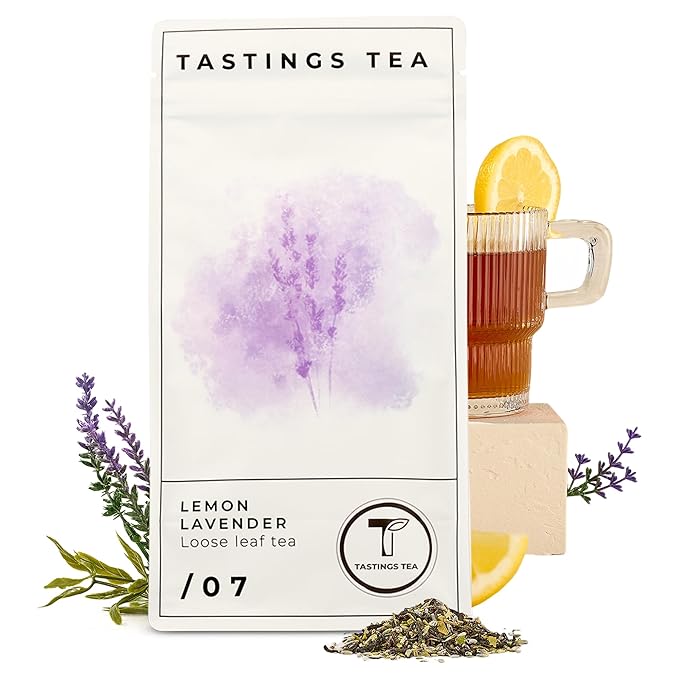Tastings Tea Lemon Lavender Loose Leaf, 4.5 oz | Black Citrus Blend & Fruit Infusion | Medium Caffeine | Natural Antioxidants for Wellness | Small Batch & Sustainably Sourced | Resealable Pouch