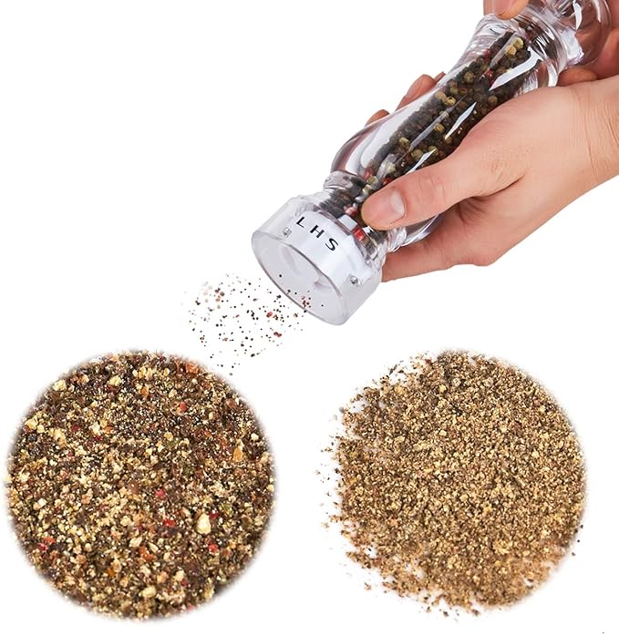 LHS Pepper Mill Grinder Salt Grinder Peppercorn Grinders with Adjustable Coarseness-Clear
