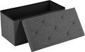 DUMOS 30in Foldable Storage Ottoman Bench, Storage Chest, End of Bed Foot Rest Stool with Padded Seat, Bedroom Bench for Living Room, Bedroom, Support 660lbs, Grey
