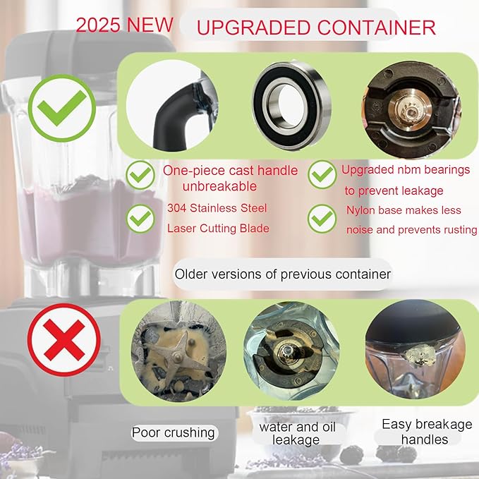 Blender Pitcher 64oz Low-Profile, Compatible with vit 780 75-0 75-00 5000 5200 6300 7800 Vm0102 Vm0103 Vm0197 E310 Classic/Commercial/Professional Series etc Blender, Blender jar cup,10 Years Warranty