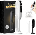 GOCHA | Electric Milk Frother Handheld - Rechargeable Coffee Frother with USB-C & 2 Speeds - Powerful RPM Latte Foam Maker for Cappuccino, Matcha, Hot Chocolate - Includes Stand & Whisk (White)