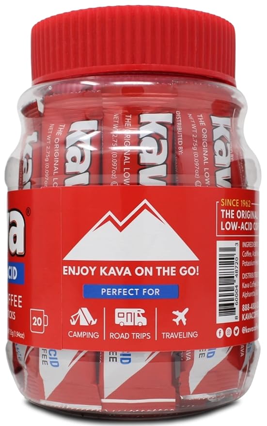 Kava Low Acid Instant Coffee Single Serve Stick Packets, 20 Count (Pack of 3)
