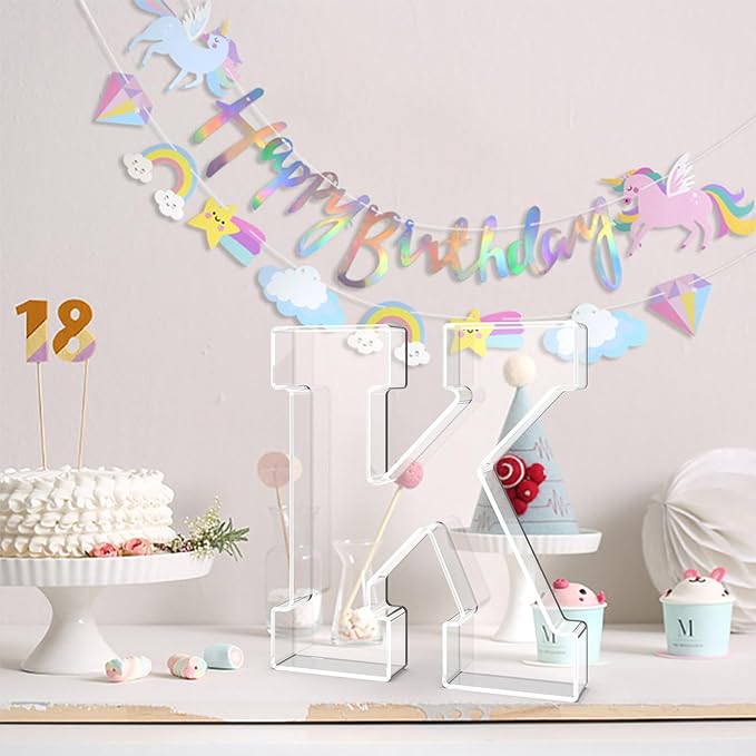 11" Acrylic Letter Charcuterie Tray, Charcuterie Letters Fillable Box for Food, Reusable Serving Cake Candy Dish Display Tray for Birthday Anniversary Party Decoration (Letter K)
