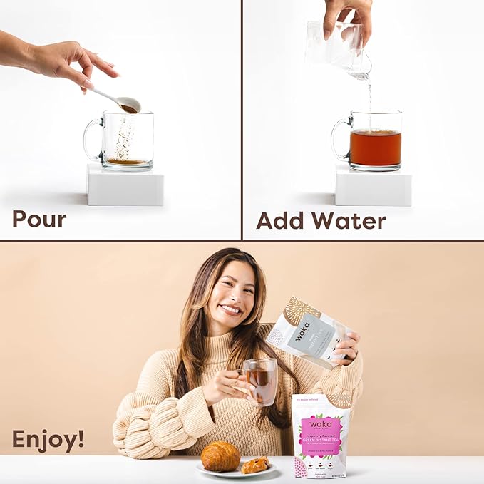 Waka Instant Tea Mix – 2-Bag Bundle – 100% Tea Leaves, No Additives, Unsweetened – Kenyan Black & Raspberry Green (4.5 oz Each)