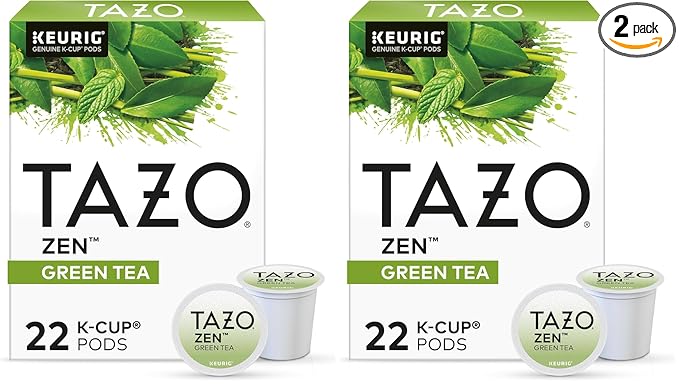 TAZO Zen Green Tea K-Cups, Green Tea Zen for Health and Wellness, 22 Pods (Pack of 2)