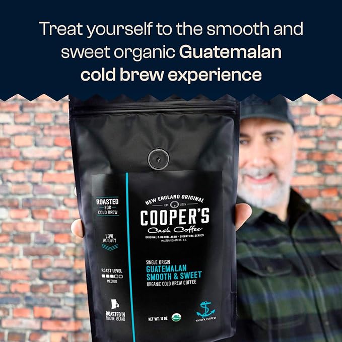 Guatemala Organic Cold Brew Coffee, Single Origin & Gourmet Beans, Tasting Notes of Milk Chocolate, Creamy Caramel & A Hint of Orange, Medium Roast Coarse Ground Beans, 5 lb Coffee Bag