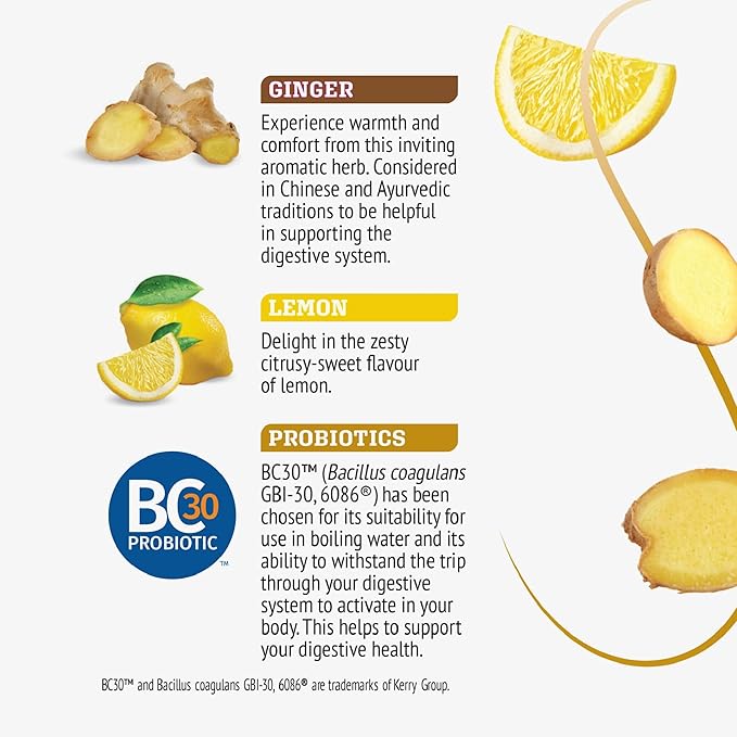 Twinings Probiotics+ Lemon & Ginger Herbal Tea K-Cup Pods for Keurig, 24 Count (Pack of 1), Supports Digestive Health, Naturally Caffeine-Free, Enjoy Hot or Iced