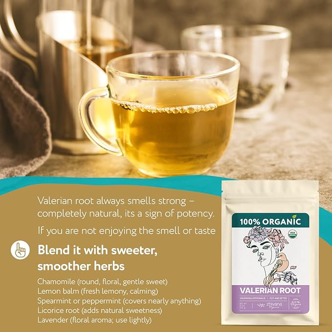 Organic Valerian Root Tea (4oz.) - Te De Valeriana Organica Para Dormir y Ansiedad - Valerian Tea - Valarian Roots Herb to Support Sleep, Healthy Stress Response, Relax Muscles